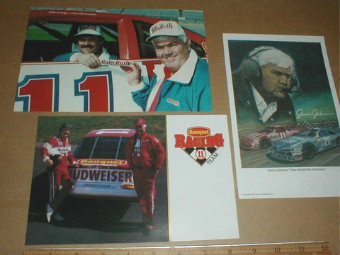 Junior Johnson lot NASCAR racing Baby Ruth Candy Banquet handout postcard 3 NOS Cover