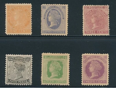 CANADA - PRINCE EDWARD IS #9, #11, #12, #13, #14 & #16; MH F/VF; NICE COLOR ASFB - Image 1 of 2