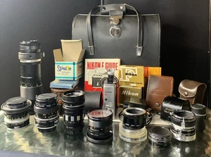 Vintage Lot Japan K I & Co Hartkamera Koffer Inhalt mehrere Nikon Spiratone Objektive - Bild 1 von 24