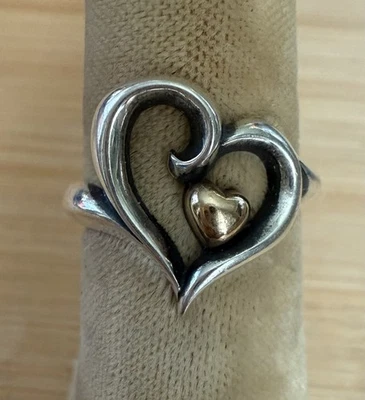 Anillo James Avery Joy Of My Heart plata de ley y oro amarillo de 14 quilates talla 6,5 Foto 1 de 4