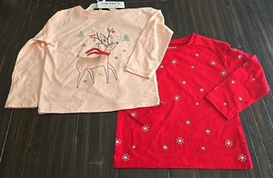 Carter's Just One You 3T Weihnachtsshirt 2er Set rosa rot Rentier Schnee Neu mit Etikett - Bild 1 von 6