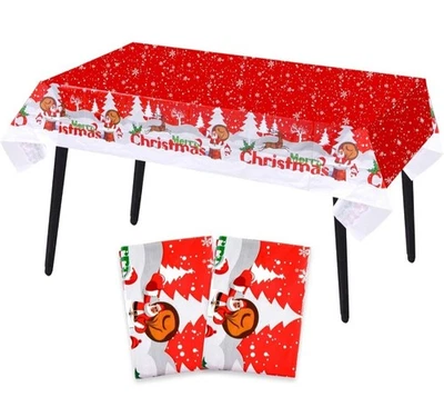 2 Packs Christmas Snowflakes Tablecloth Party,130cm x 220cm Plastic Tablecovers  - Image 1 of 4