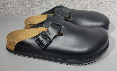 Birkenstock Boston Super Grip Unisex Größe EU 41 US L10 M8 Schwarz Leder Clogs. - Bild 1 von 4