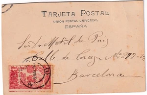 España 1905 - Rara Tarjeta Postal Madrid a Bercelona - Picture 1 of 2