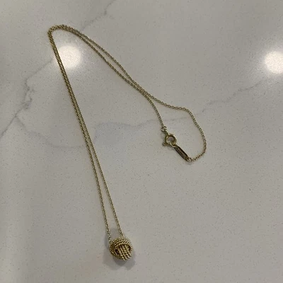 "Collar Tiffany & Co oro 18k malla nudo torcido bola 10 mm 16""" Foto 1 de 4