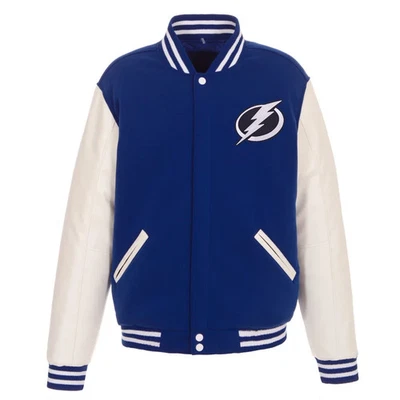 Tampa Bay Lightning Reversible Fleece Jacket with Faux Leather Sleeve (753roy/wt - Image 1 of 4