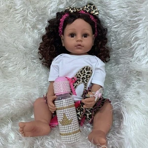 22inch Realistic African American Reborn Baby Dolls Black Girl Silicone Full Bod - Picture 1 of 9