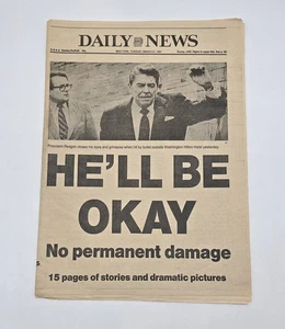 President Ronald Reagen Assassination -March 31 1981 NY Daily News Newspaper - Picture 1 of 6