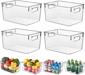 Set Di 4 Contenitori Da Cucina Con Manici, Robusti E Trasparenti, Organizzazione - Foto 1 di 12
