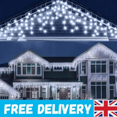 Icicle Outdoor Christmas Lights 55ft/17m 480 LED Outdoor Fairy Lights Mains - Image 1 of 4