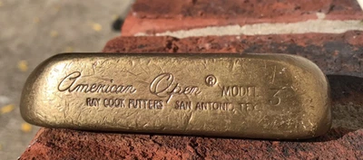 Vtg 70s Ray Cook American Open Model 3 Long Neck Brass Putter Steel Shaft RH 35” - Image 1 of 4