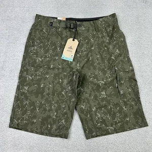 Prana Stretch Zion Short II Mens 32x12 Rye Green Camo Print Hiking Outdoor NEW - Picture 1 of 8