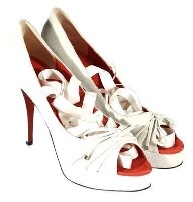 Dolce & Gabbana Women's White Suede Leather Strappy Heels | EU 41 US 11 | NIB - Image 1 of 3