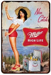 Miller High Life Retro Advertising All Metal Tin Sign  12 x 18 - Picture 1 of 1