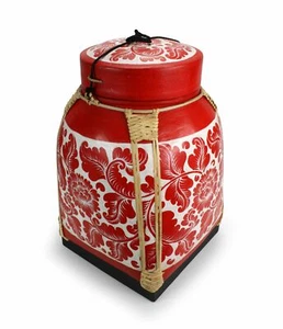 XXL Rice seed box - Extra Extra Large Lacquered Bamboo Basket, 52cm high, REDWH0 - Picture 1 of 1