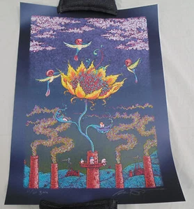 Marq Spusta Flower From A SmokeStack Black Signed Limited Edition Print U/V Inks - Picture 1 of 7