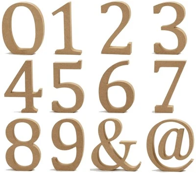 CREATIV COMPANY Holzzahlen Holz Zahlen 0 1 2 3 4 5 6 7 8 9 & @ - MDF - Höhe 13 cm, Dicke 2 cm