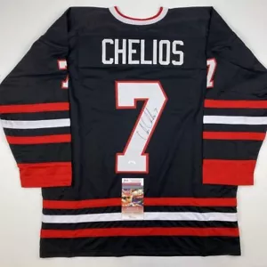Autographed/Signed Chris Chelios Chicago Black Hockey Jersey JSA COA - Picture 1 of 4