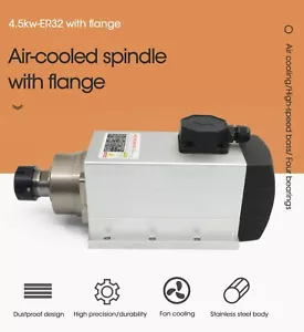 Motor de husillo cuadrado refrigerado por aire 4,5KW ER32 380V con brida 4 rodamientos 9A 300HZ - Imagen 1 de 9
