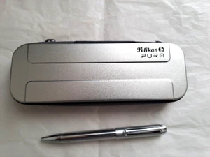 Vintage Pelikan Pura Stainless Steel Ballpoint Pen Original Box Germany 1990's - Picture 1 of 6