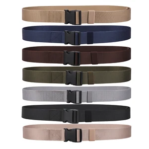 Adjustable Webbing Belt 38mm Variety Colors Waist Fastening Quick Release Buckle - Picture 1 of 84