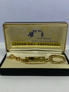 Vintage! Anson Lock Key Protector Gold tone Key Chain Fob ~NEW in Original Box - Picture 1 of 7