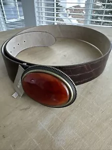 Chico's Karneol Leder lässiger Gürtel Größe L Kakaobohne neu 69 $ - Bild 1 von 8
