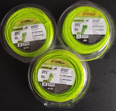 Paquete de 3 bobinas Weed Warrior .095 línea de recortadora bobinas de 100' Whacker de malezas 300' en total Foto 1 de 4