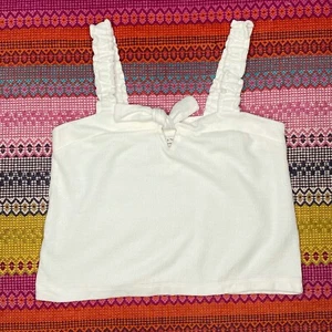 NWT Madewell Tie-Front Tank Top White Size Large Texture & Thread - Picture 1 of 8
