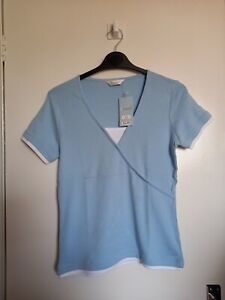 Bcasual Blue Bird Strip Top V Neck Short Sleeve New With Tag...