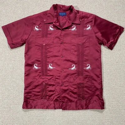 VINTAGE Guayabera Cuban Shirt Mens Small Red Yucateca Copacabana Sopranos USA - Image 1 of 4