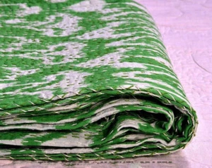 Indian Handmade Kantha Bedding Bedspread Quilt Cotton Throw Block Print Blanket - Picture 1 of 5