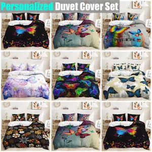 Spider Web Watercolor Butterfly Rainbow Colorful Doona Duvet Quilt Cover Bed Set - Picture 1 of 16