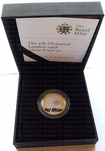 Moneda de dos libras 2008 de plata ""La 4a Olimpiada - Londres 1908"" rara - Imagen 1 de 10