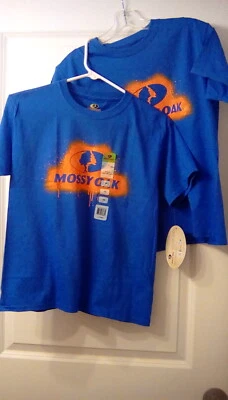  Mossy Oak Boy's Short Sleeve T-Shirt Blue 100% Cotton Licensed Product- YM    e - Image 1 of 4