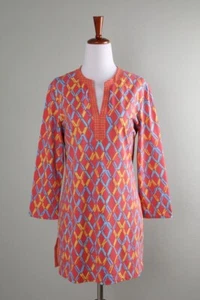 J. MCLAUGHLIN $148 Smooth Stretch Diamond Bamboo Print Tunic Top Size Medium - Picture 1 of 6
