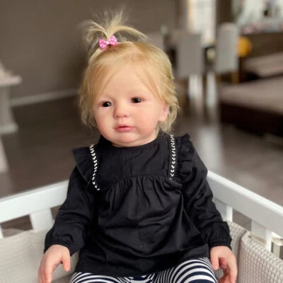 28" Artist Finished Reborn Baby Doll Toddler Hand-Rooted Hair Handmade Doll