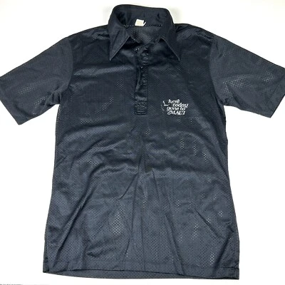 Polo turístico vintage años 70 80 malla “aquí hoy se fue a Maui” para hombre *talla grande Foto 1 de 4