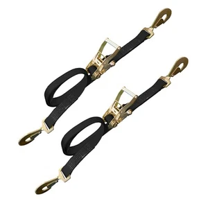 Paquete de 2" x8' correa de trinquete de trinquete EE. UU. con gancho a presión torcido para grúa de remolque - Imagen 1 de 7