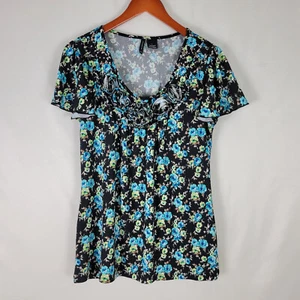 Camisa New Directions Mujer Grande Top Floral Manga Corta Rosa Cuello Redondo Blusa - Imagen 1 de 10