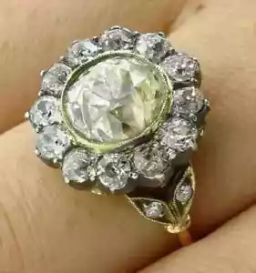 Fede Nuziale Art Deco Stile Vintage 4Ct Diamante Creato in Laboratorio Oro Giallo 14k FN - Foto 1 di 11