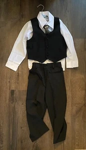 Kids Suit and Tie Set Size 5 White & Black Formal Wear Rafael - Picture 1 of 6