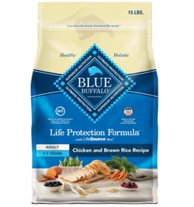 Blue Buffalo Life Adult Chicken & Brown Rice Recipe Dry Dog Food, 15-lb bag - Picture 1 of 8