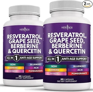 Resveratrol 6000Mg Berberine 3000Mg Grape Seed Extract 3000Mg Quercetin 4000Mg - - Picture 1 of 7