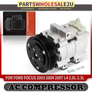 A/C Compressor with Clutch for Ford Focus 2003 2004 2007 L4 2.0L 2.3L FS10 Style