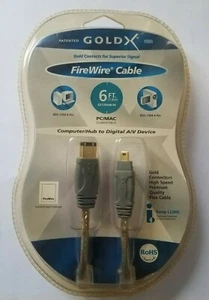 GOLD X 6FT FIREWIRE CABLE 6 PIN to 4 PIN IEEE1394 Model No. GX1394AB-06 - Picture 1 of 6