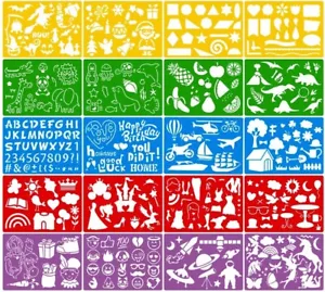 20 Pieces Drawing Stencils Set for Kids 300+ Patterns Plastic Painting - Picture 1 of 6