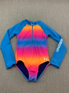 Under Armour Ombre 1 Pc Paddle Suit Girls 6X Blue Pink Long Sleeve UPF Front Zip - Picture 1 of 15