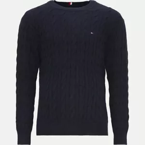 Tommy Hilfiger Herren Pullover Rundhals Pulli Zopfmuster navy Größe M - XXXL - Bild 1 von 1