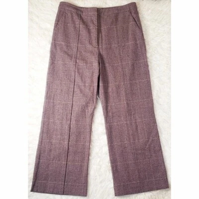 Rebecca Taylor La Vie Pants 31 Inch Waist Pink Plaid Straight Leg Trousers - Image 1 of 4